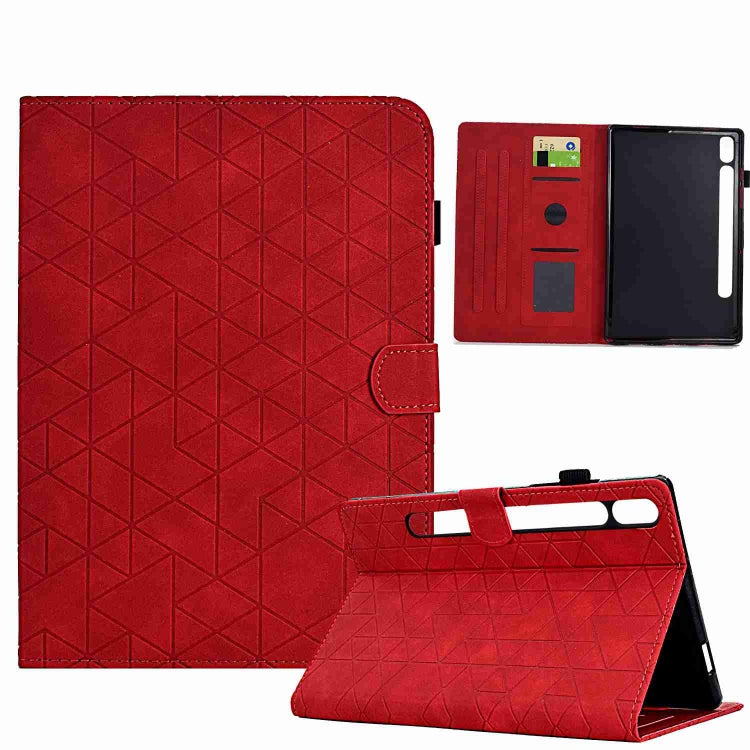 For Samsung Galaxy Tab S9 Rhombus TPU Smart Leather Tablet Case(Red) by bashfashion