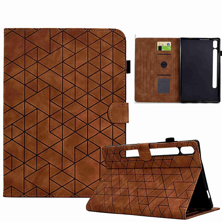 For Samsung Galaxy Tab S9 Rhombus TPU Smart Leather Tablet Case(Brown) by bashfashion