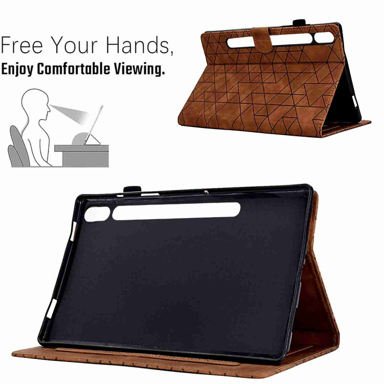 For Samsung Galaxy Tab S9 Rhombus TPU Smart Leather Tablet Case(Brown) by bashfashion