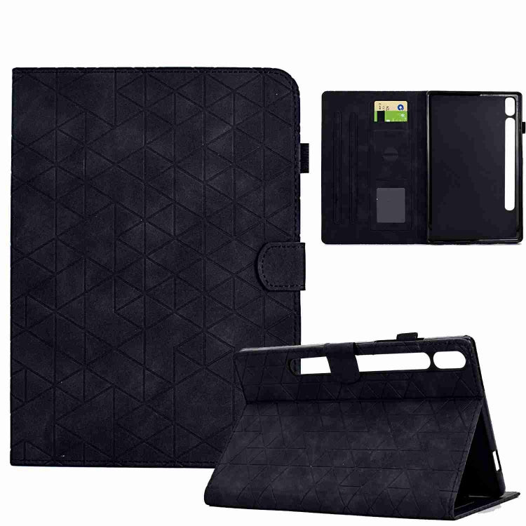 For Samsung Galaxy Tab S9 Rhombus TPU Smart Leather Tablet Case(Black) by bashfashion