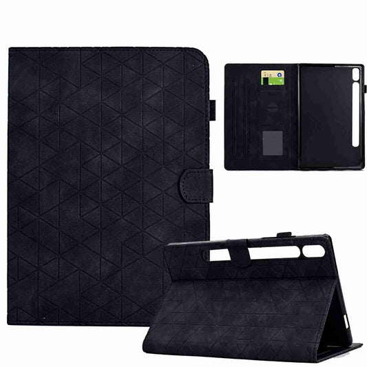 For Samsung Galaxy Tab S9 Rhombus TPU Smart Leather Tablet Case(Black) by bashfashion