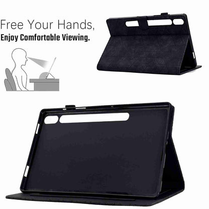 For Samsung Galaxy Tab S9 Rhombus TPU Smart Leather Tablet Case(Black) by bashfashion