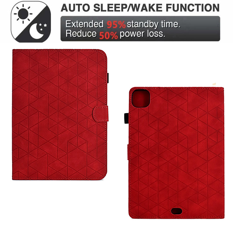 For iPad Pro 11 2025 / 2024 Rhombus TPU Smart Leather Tablet Case(Red) by bashfashion