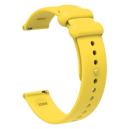 18mm Universal Solid Color Reverse Buckle Silicone Watch Band(Yellow) by bashfashion