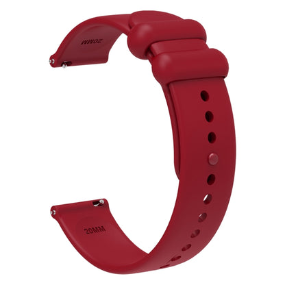 18mm Universal Solid Color Reverse Buckle Silicone Watch Band(Wine Red) by bashfashion