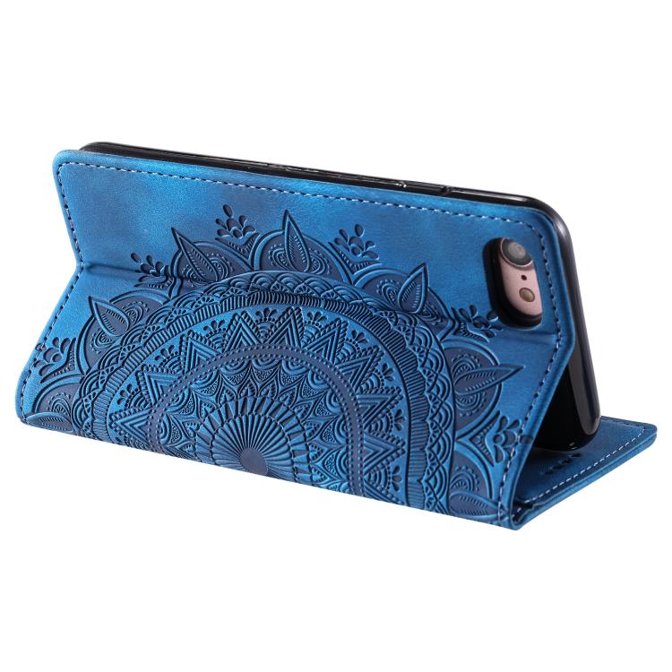 For iPhone 16e Totem Embossed Magnetic Leather Phone Case(Blue) by bashfashion