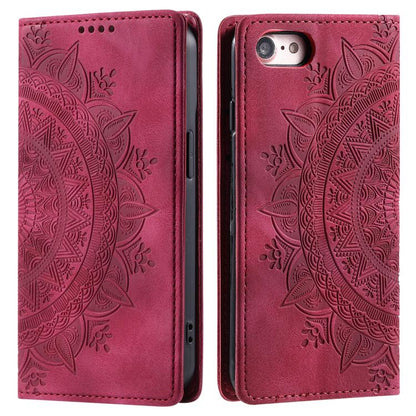 For iPhone 16e Totem Embossed Magnetic Leather Phone Case(Red) by bashfashion