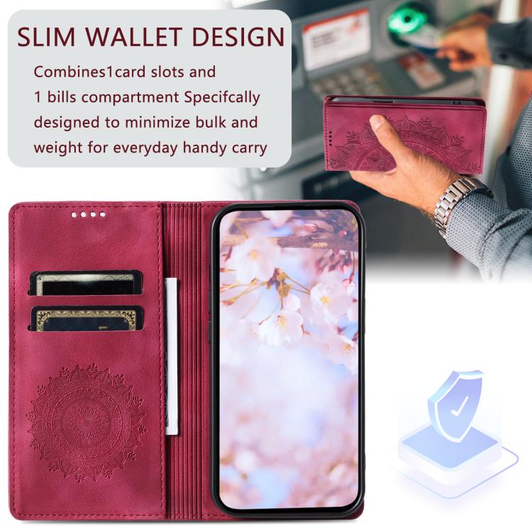 For iPhone 16e Totem Embossed Magnetic Leather Phone Case(Red) by bashfashion