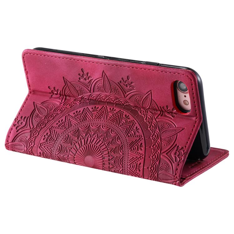 For iPhone 16e Totem Embossed Magnetic Leather Phone Case(Red) by bashfashion