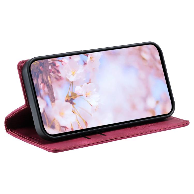 For iPhone 16e Totem Embossed Magnetic Leather Phone Case(Red) by bashfashion