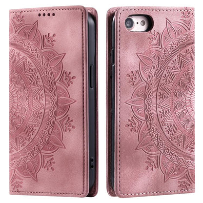 For iPhone 16e Totem Embossed Magnetic Leather Phone Case(Rose Gold) by bashfashion