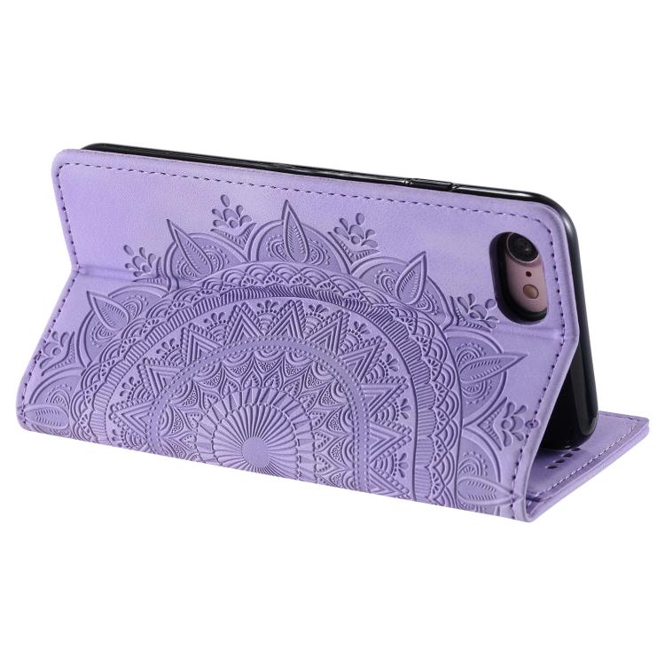 For iPhone 16e Totem Embossed Magnetic Leather Phone Case(Purple) by bashfashion