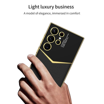 For Samsung Galaxy S24 Ultra 5G GKK Plating Soft TPU + Leather Full Coverage Phone Case without Pen(White) by GKK