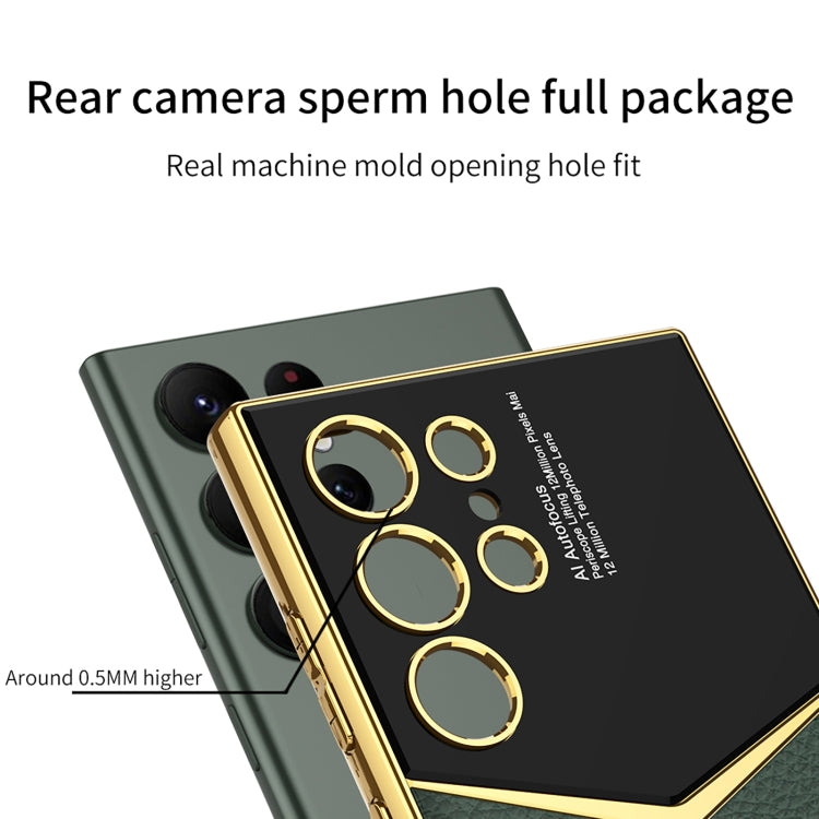 For Samsung Galaxy S24 Ultra 5G GKK Plating Soft TPU + Leather Full Coverage Phone Case without Pen(White) by GKK