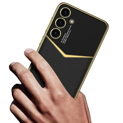 For Samsung Galaxy S24+ 5G GKK Plating Soft TPU + Leather Full Coverage Phone Case without Pen(Carbon Fibre) by GKK