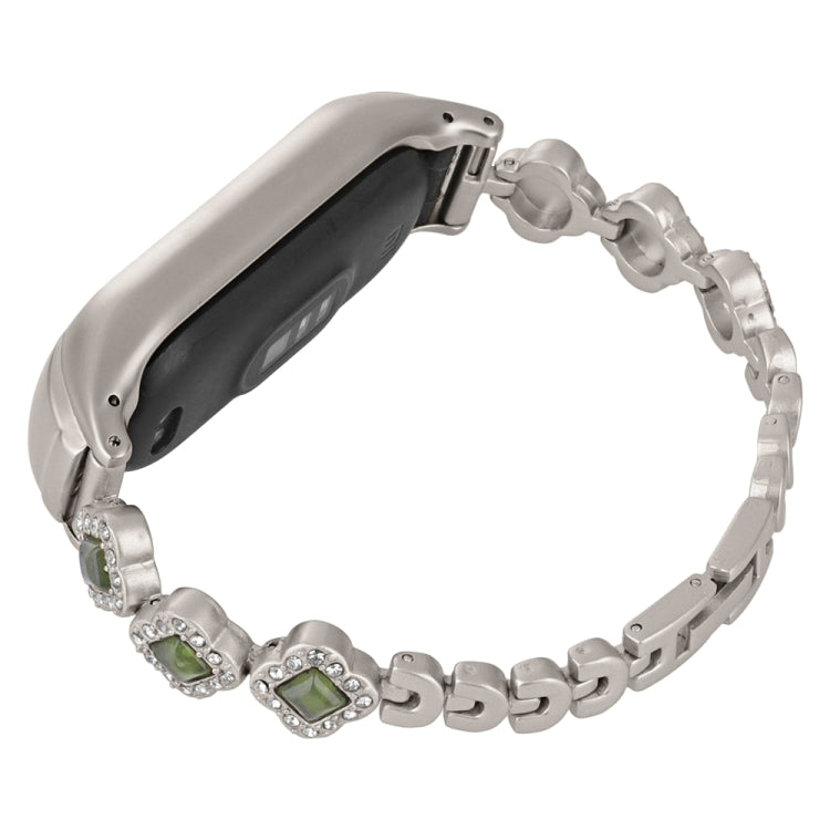 For Xiaomi Mi Band 6 / 5 Four-leaf Clover Diamond Metal Watch Band(Starlight Color) by bashfashion