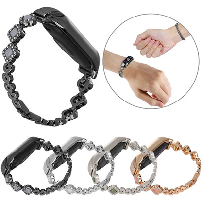 For Xiaomi Mi Band 7 Four-leaf Clover Diamond Metal Watch Band(Silver) by bashfashion