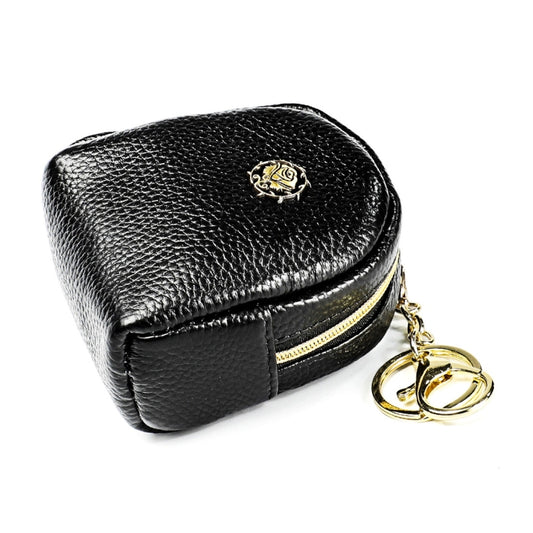 2028 Lady Portable Small Cosmetic Bag Leather Zipper Wallet Purse(Black) by bashfashion