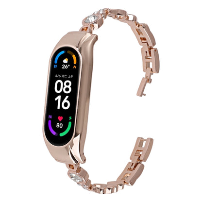 For Xiaomi Mi Band 8 Heart-to-heart Diamond Metal Watch Band(Rose Gold) by bashfashion