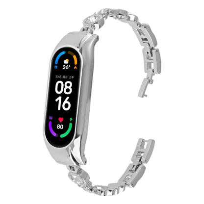 For Xiaomi Mi Band 8 Heart-to-heart Diamond Metal Watch Band(Silver) by bashfashion