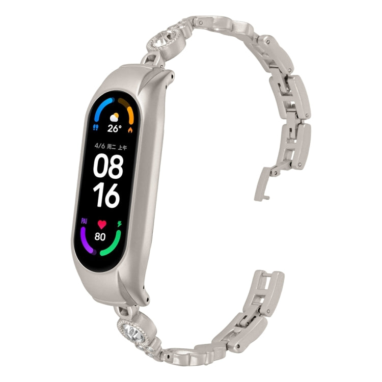 For Xiaomi Mi Band 7 Heart-to-heart Diamond Metal Watch Band(Starlight Color) by bashfashion
