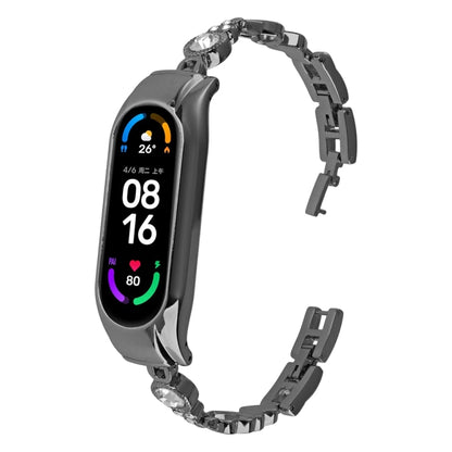 For Xiaomi Mi Band 6 / 5 Heart-to-heart Diamond Metal Watch Band(Black) by bashfashion