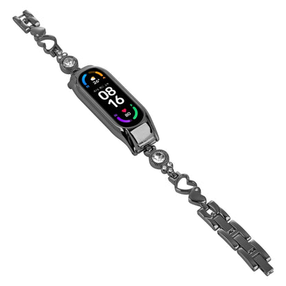 For Xiaomi Mi Band 6 / 5 Heart-to-heart Diamond Metal Watch Band(Black) by bashfashion