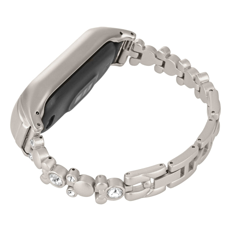For Xiaomi Mi Band 8 Cute Bear Diamond Metal Watch Band(Starlight Color) by bashfashion
