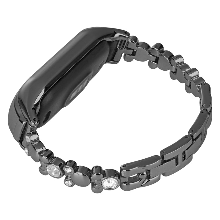 For Xiaomi Mi Band 6 / 5 Cute Bear Diamond Metal Watch Band(Black) by bashfashion