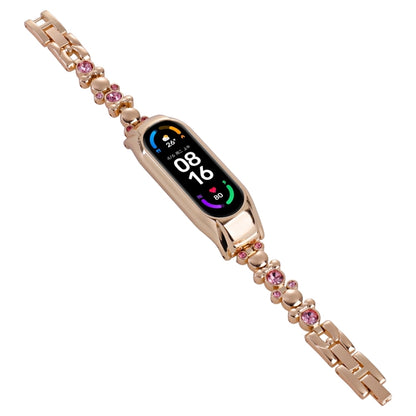 For Xiaomi Mi Band 6 / 5 Cute Bear Diamond Metal Watch Band(Rose Gold) by bashfashion