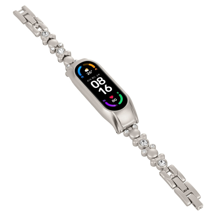For Xiaomi Mi Band 6 / 5 Cute Bear Diamond Metal Watch Band(Starlight Color) by bashfashion