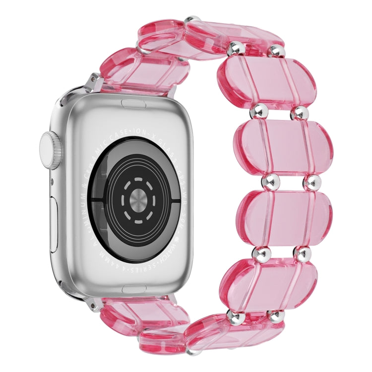 For Apple Watch SE 2022 44mm Stretch Resin Watch Band(Transparent Pink) by bashfashion