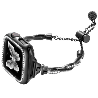 For Apple Watch Series 8 45mm Twist Bracelet Diamond Metal Watch Band(Black) by bashfashion