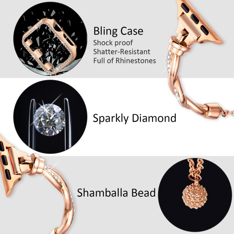 For Apple Watch SE 40mm Twist Bracelet Diamond Metal Watch Band(Rose Gold) by bashfashion