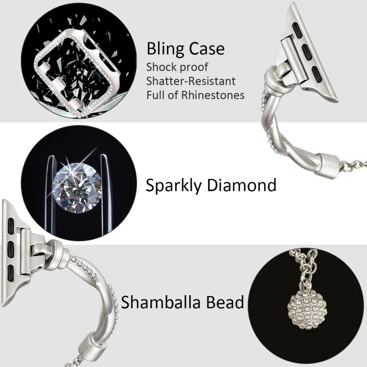 For Apple Watch SE 44mm Twist Bracelet Diamond Metal Watch Band(Starlight Color) by bashfashion