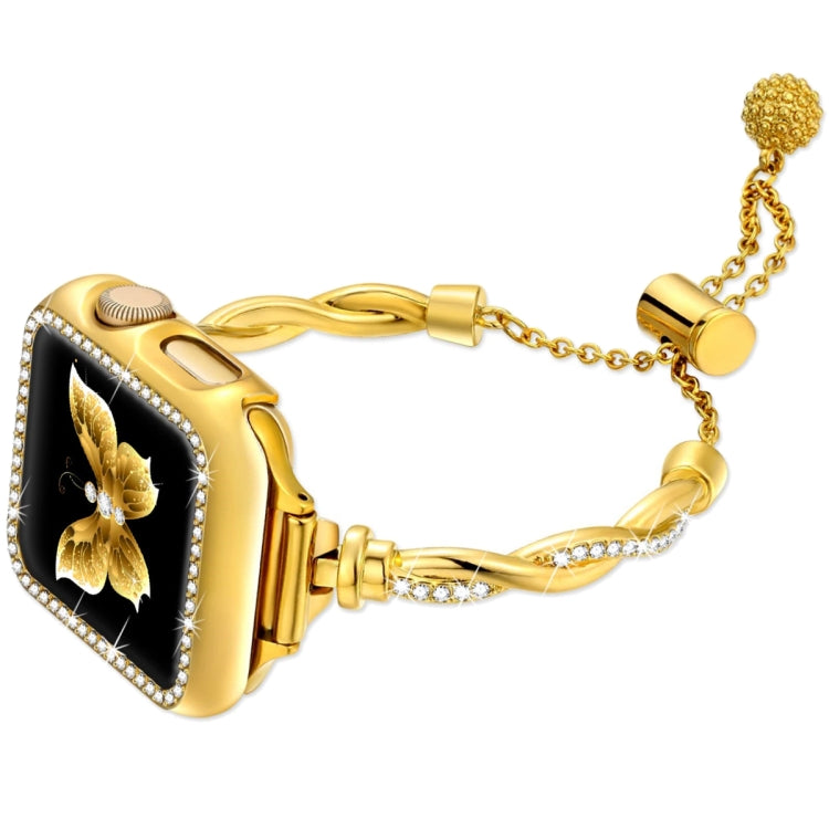 For Apple Watch Series 6 44mm Twist Bracelet Diamond Metal Watch Band(Gold) by bashfashion
