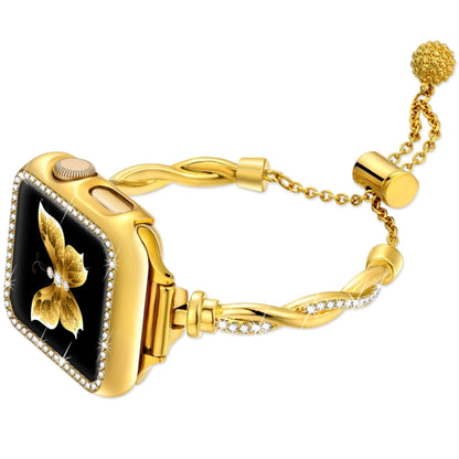 For Apple Watch Series 6 44mm Twist Bracelet Diamond Metal Watch Band(Gold) by bashfashion