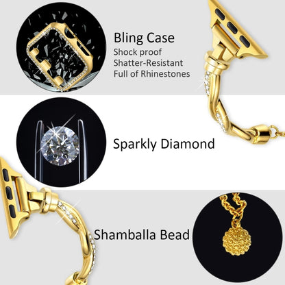 For Apple Watch Series 6 44mm Twist Bracelet Diamond Metal Watch Band(Gold) by bashfashion