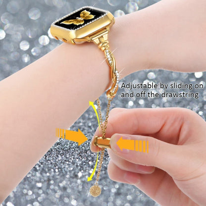 For Apple Watch Series 6 44mm Twist Bracelet Diamond Metal Watch Band(Gold) by bashfashion