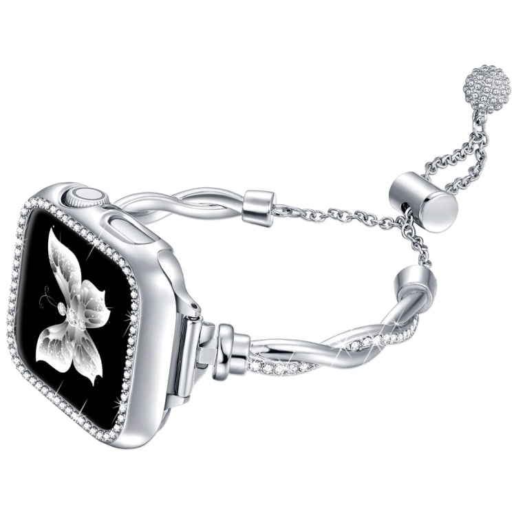For Apple Watch Series 4 40mm Twist Bracelet Diamond Metal Watch Band(Silver) by bashfashion