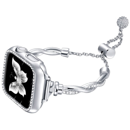 For Apple Watch Series 4 40mm Twist Bracelet Diamond Metal Watch Band(Silver) by bashfashion