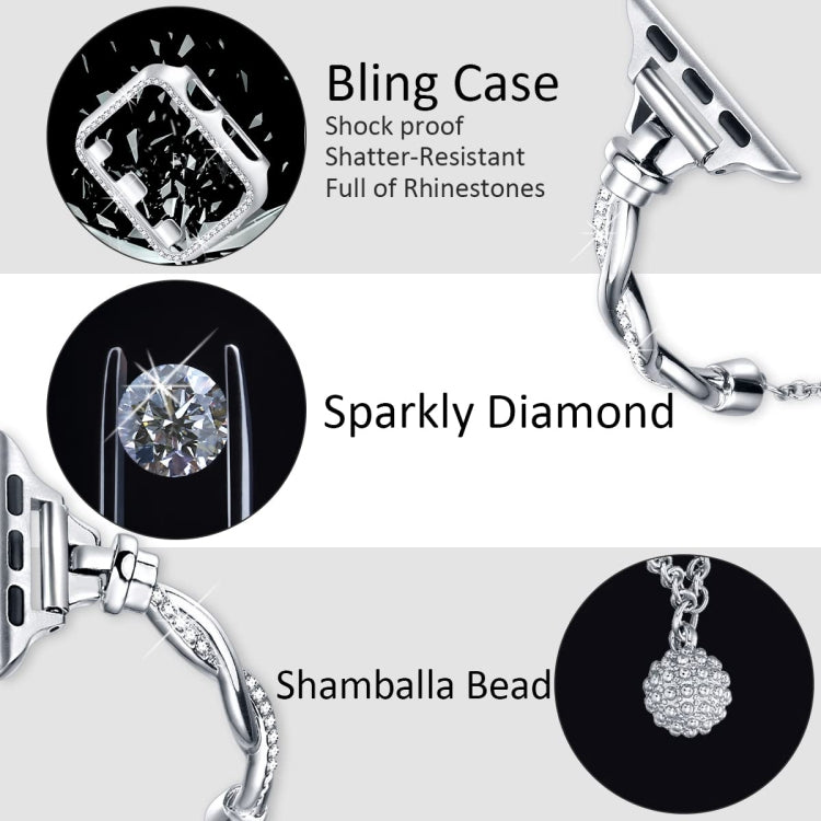 For Apple Watch Series 4 40mm Twist Bracelet Diamond Metal Watch Band(Silver) by bashfashion