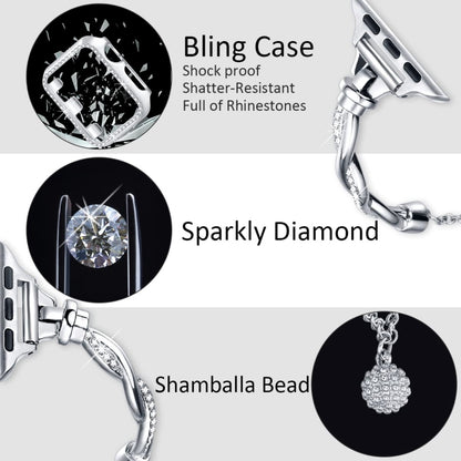 For Apple Watch Series 4 40mm Twist Bracelet Diamond Metal Watch Band(Silver) by bashfashion