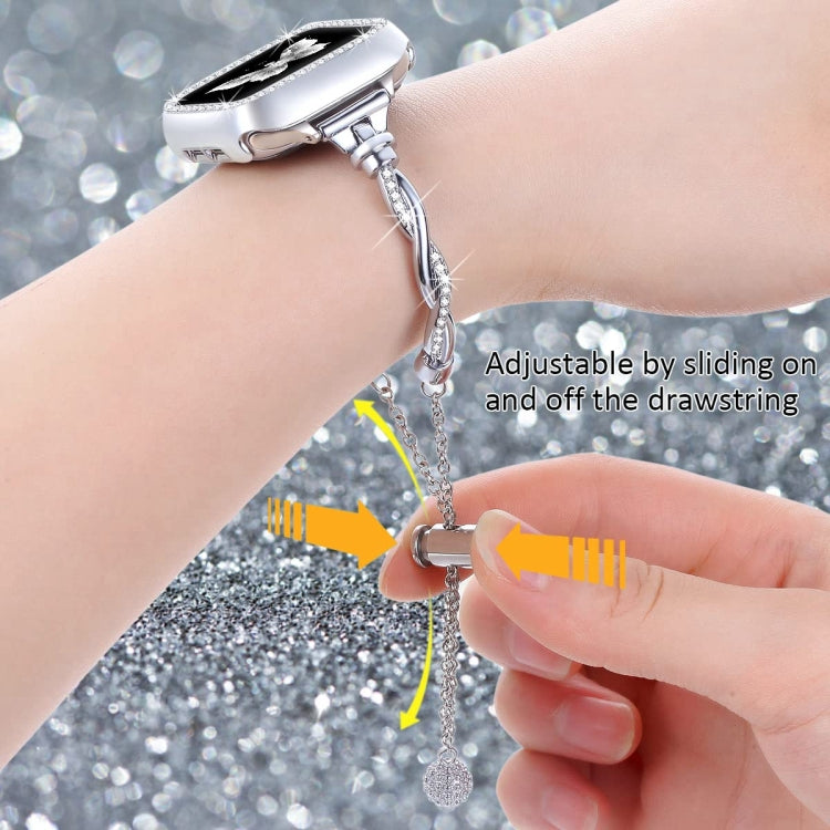 For Apple Watch Series 4 40mm Twist Bracelet Diamond Metal Watch Band(Silver) by bashfashion
