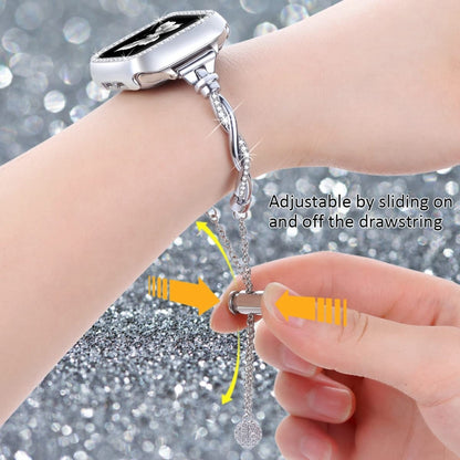 For Apple Watch Series 4 40mm Twist Bracelet Diamond Metal Watch Band(Silver) by bashfashion