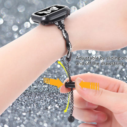 For Apple Watch Series 3 42mm Twist Bracelet Diamond Metal Watch Band(Black) by bashfashion