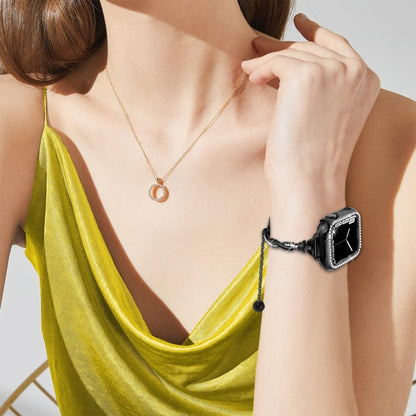For Apple Watch Series 3 42mm Twist Bracelet Diamond Metal Watch Band(Black) by bashfashion
