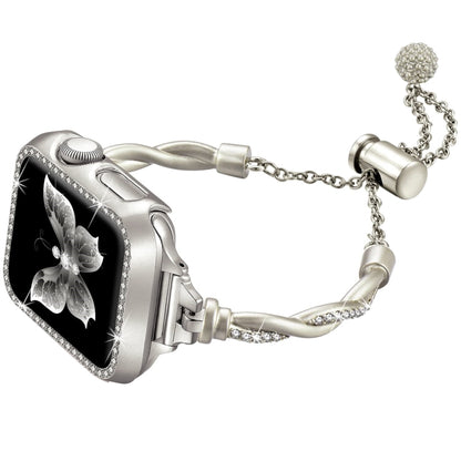For Apple Watch Series 2 38mm Twist Bracelet Diamond Metal Watch Band(Starlight Color) by bashfashion