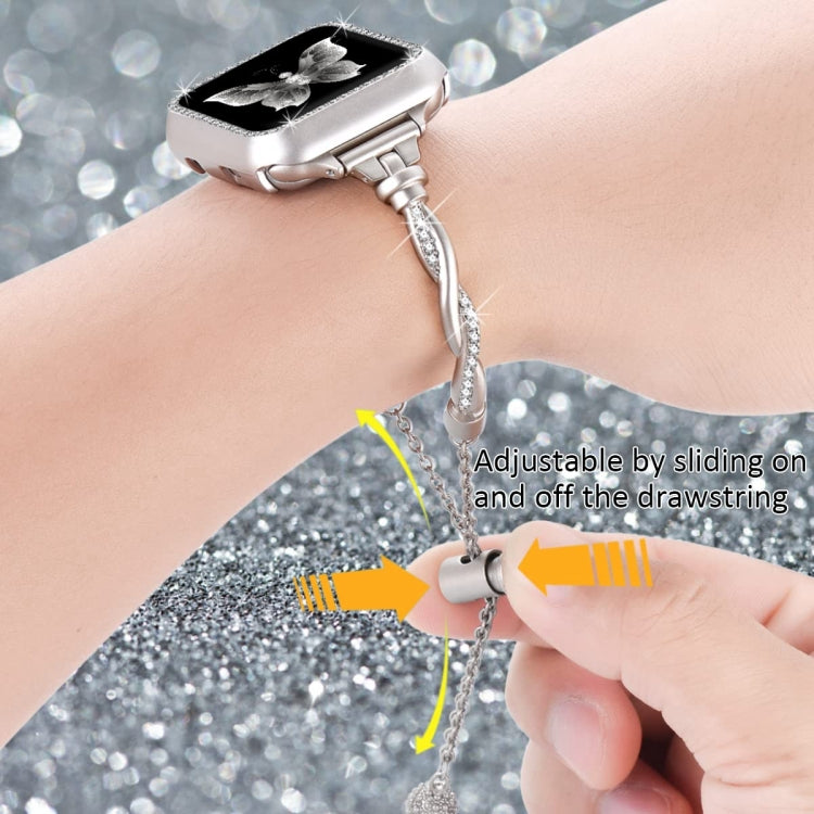 For Apple Watch Series 2 38mm Twist Bracelet Diamond Metal Watch Band(Starlight Color) by bashfashion