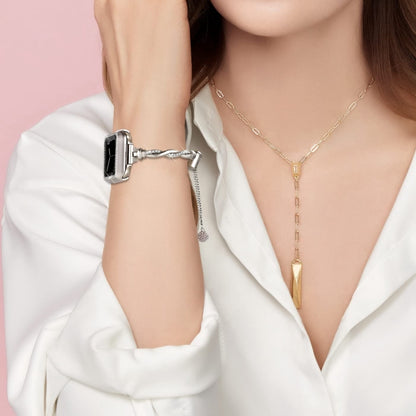 For Apple Watch Series 2 38mm Twist Bracelet Diamond Metal Watch Band(Starlight Color) by bashfashion
